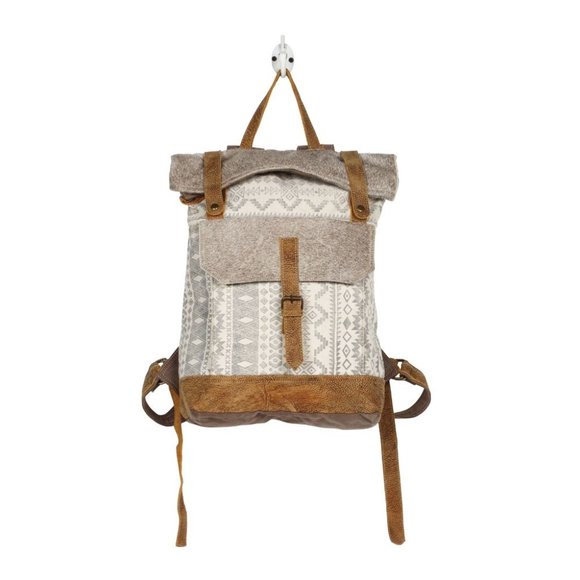 Myra Bag Handbags - Myra Bag Handmade Classy  Backpack Upcycled Canvas & Cowhide Leather